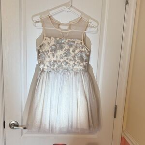 BCBGirls Silver and White Floral Kids Dress